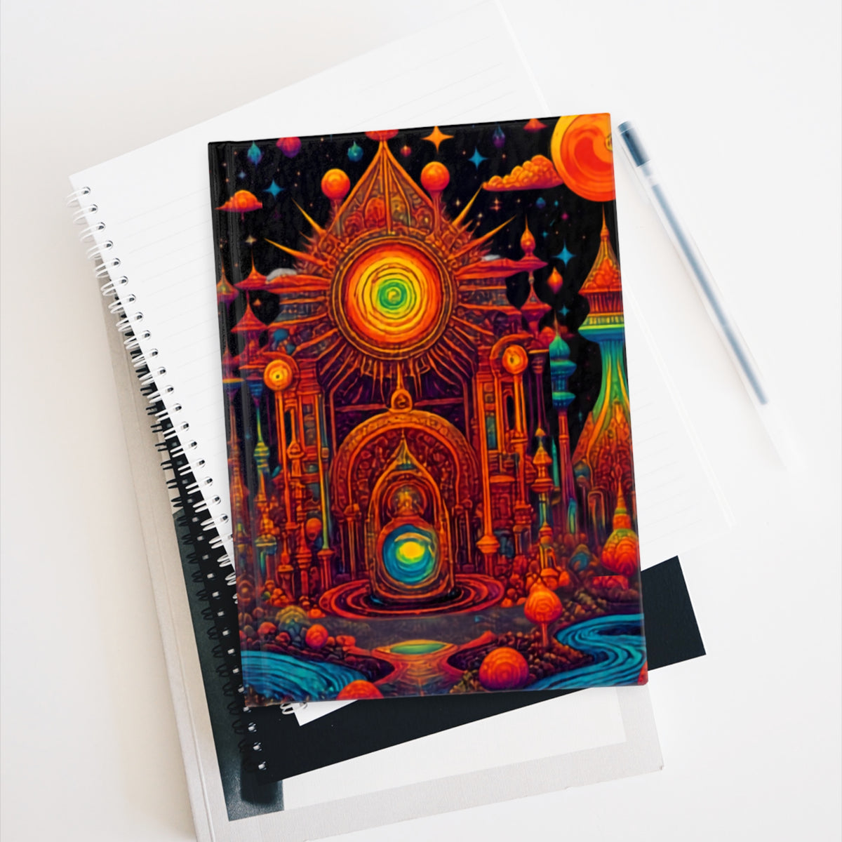 Cosmic Temple Glow Hardcover Journal Psychedelic Fantasy Notebook