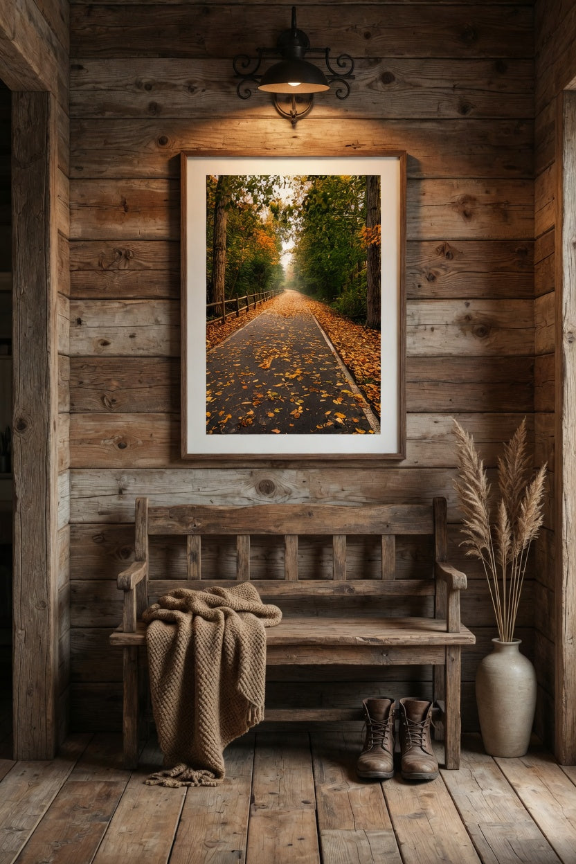 Autumn Forest Path Fall Nature Photography Woodland Trail Landscape Decor Instant (Digital Download)