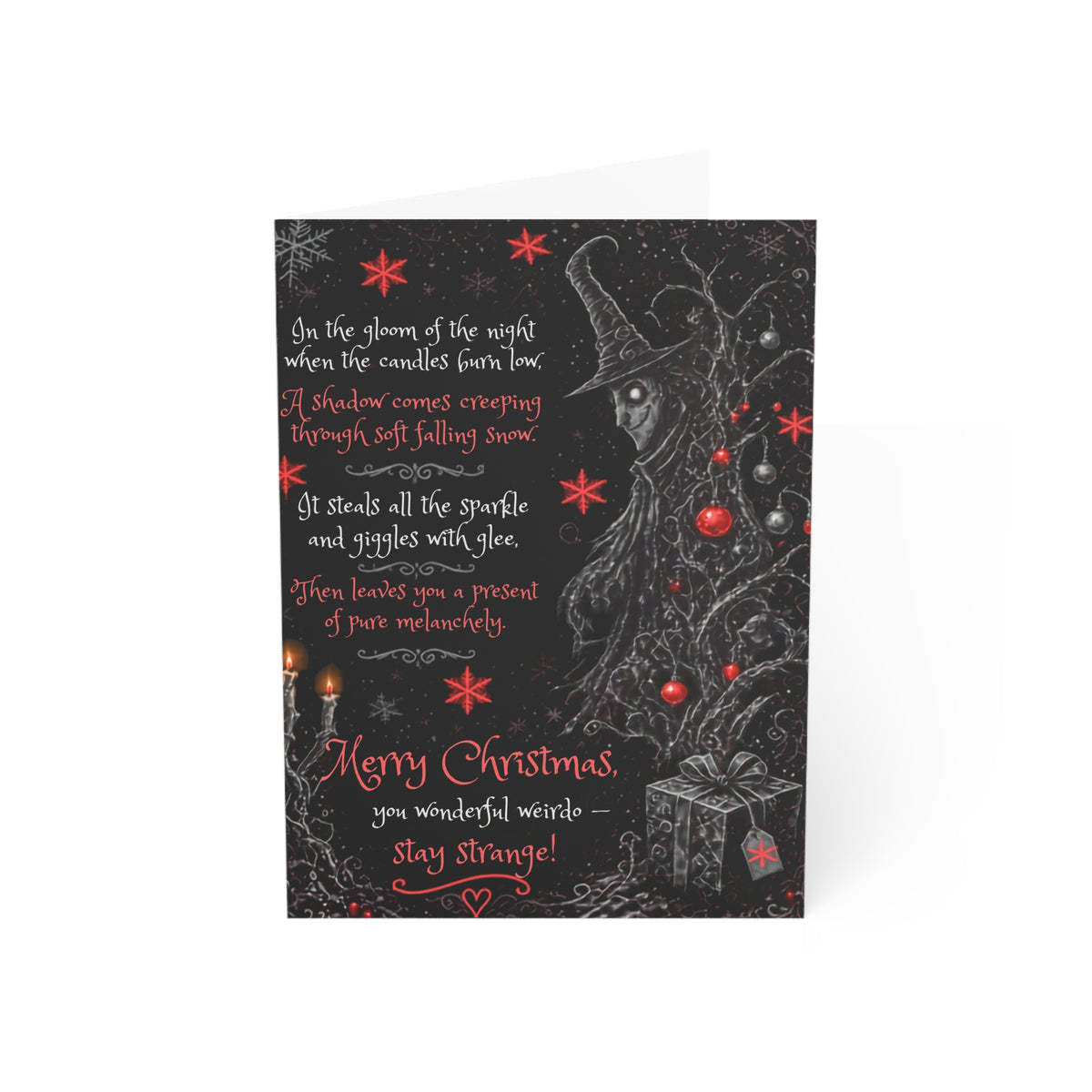 Christmas Greeting Card — 'Merry Christmas, Stay Strange' Witchy Holiday Card
