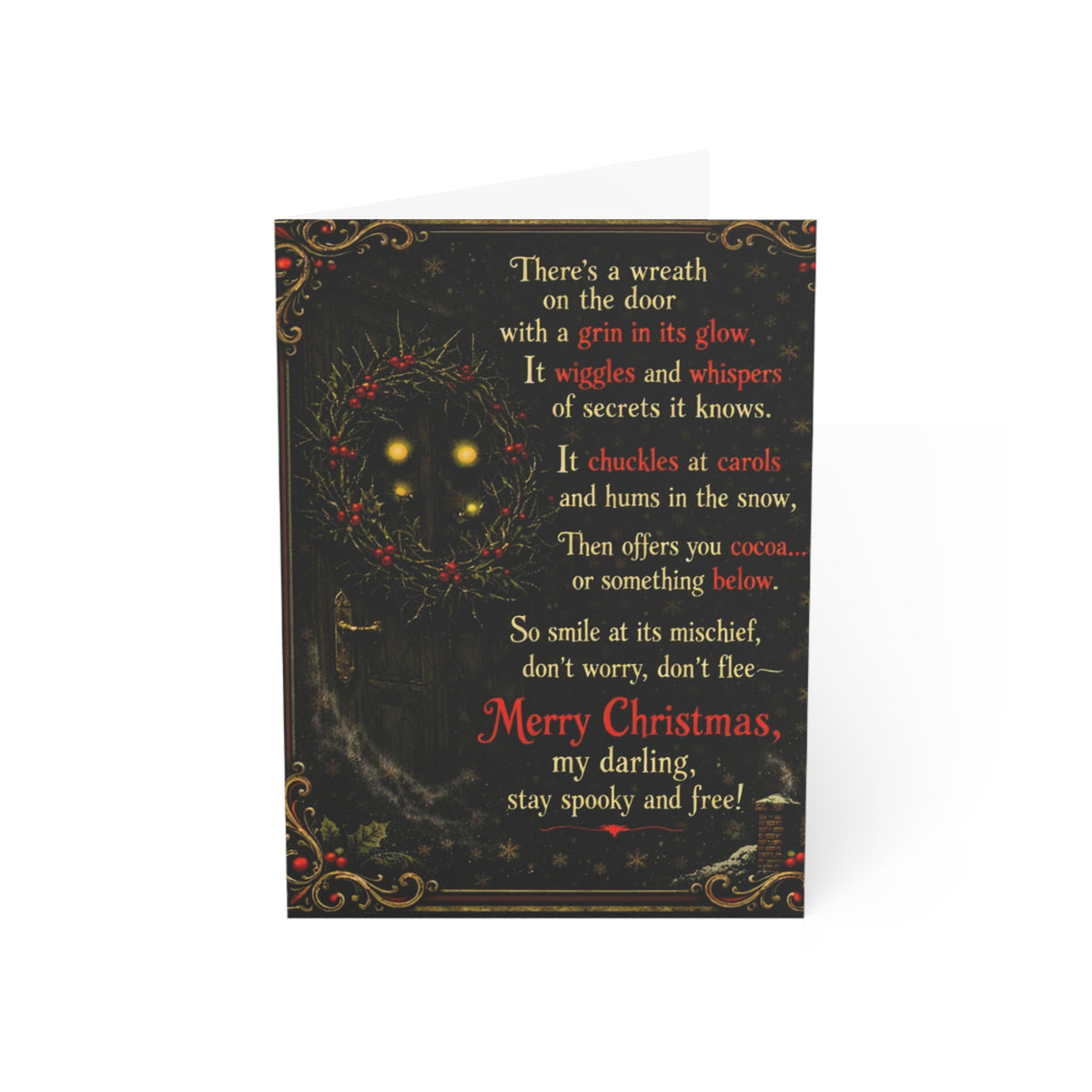 Creepy Victorian Wreath Christmas Greeting Card