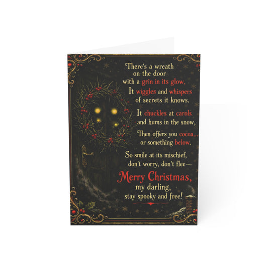 Creepy Victorian Wreath Christmas Greeting Card