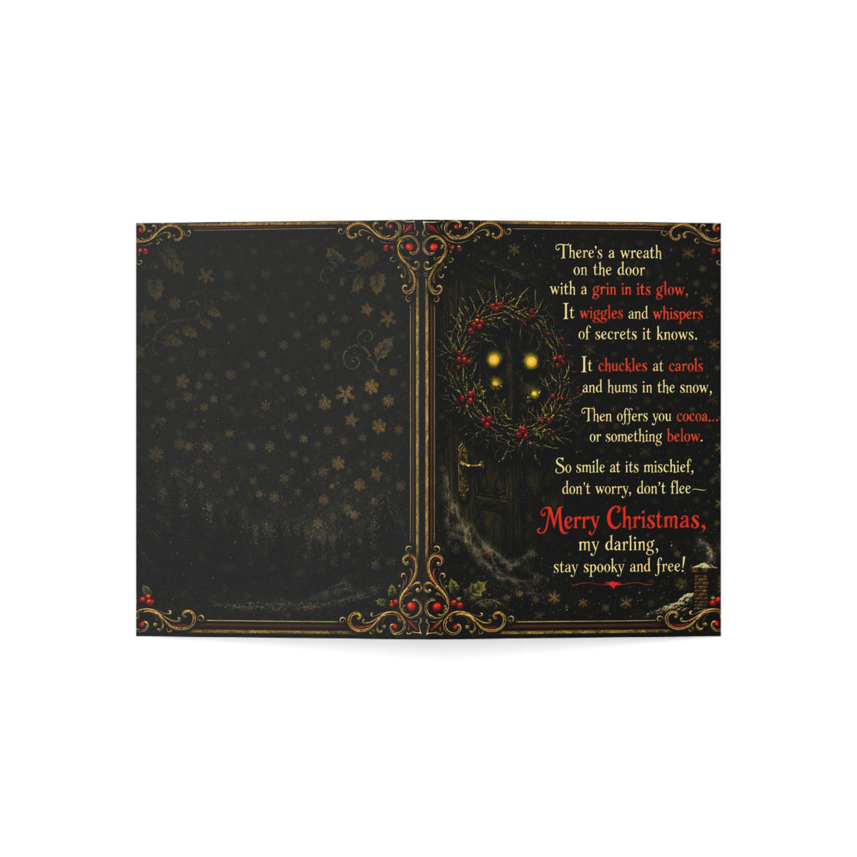 Creepy Victorian Wreath Christmas Greeting Card