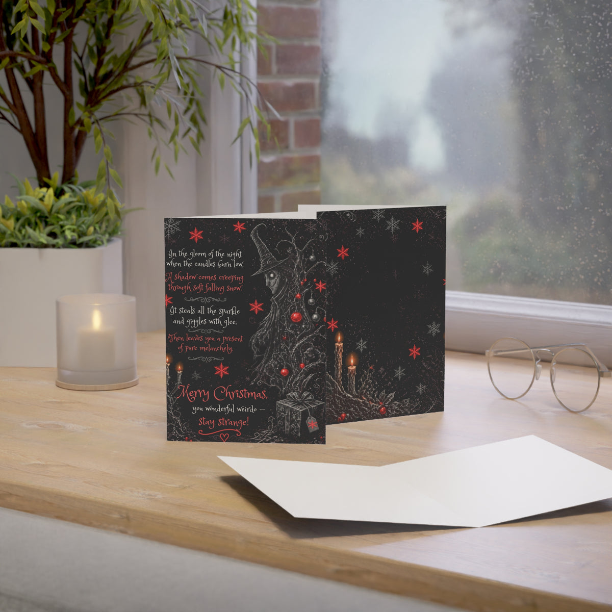 Christmas Greeting Card — 'Merry Christmas, Stay Strange' Witchy Holiday Card