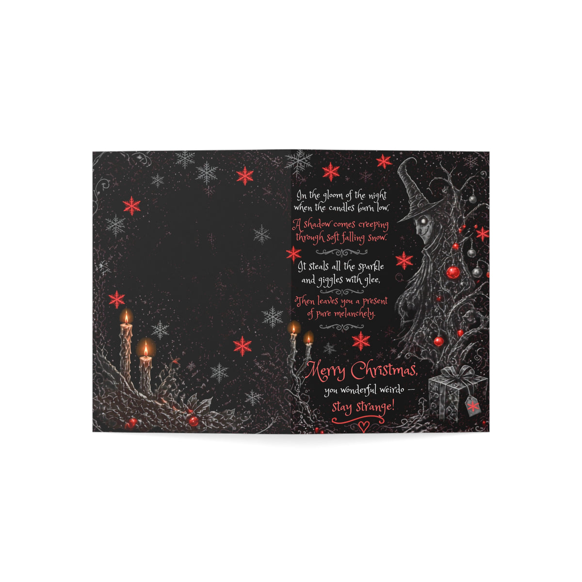 Christmas Greeting Card — 'Merry Christmas, Stay Strange' Witchy Holiday Card