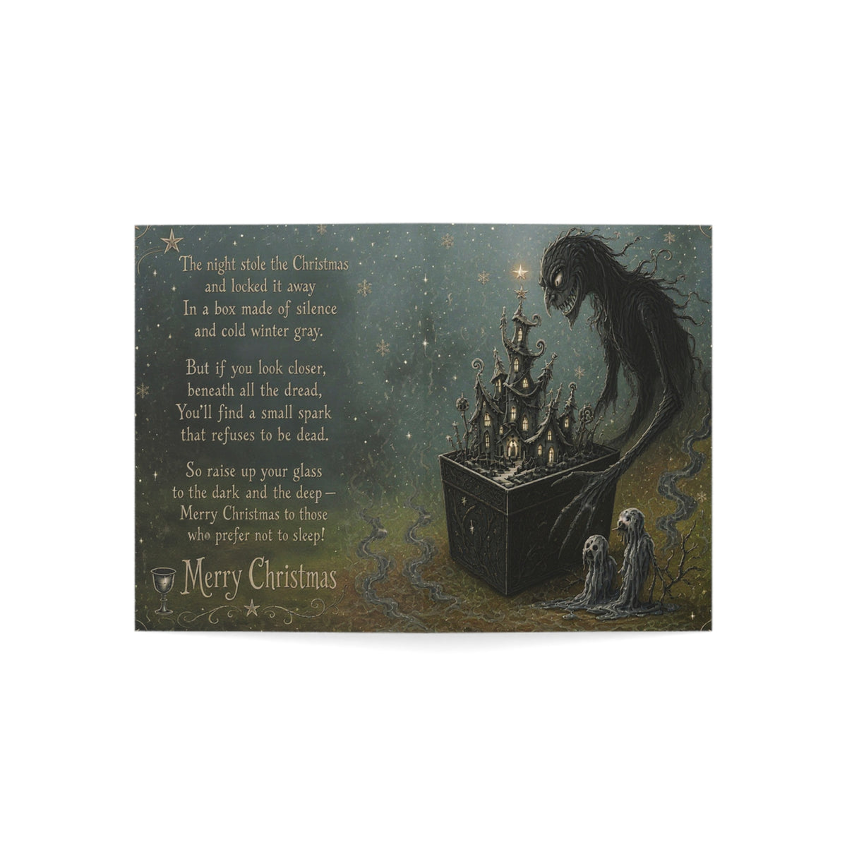 Greeting Card — Dark Gothic Christmas "Merry Christmas" Poem