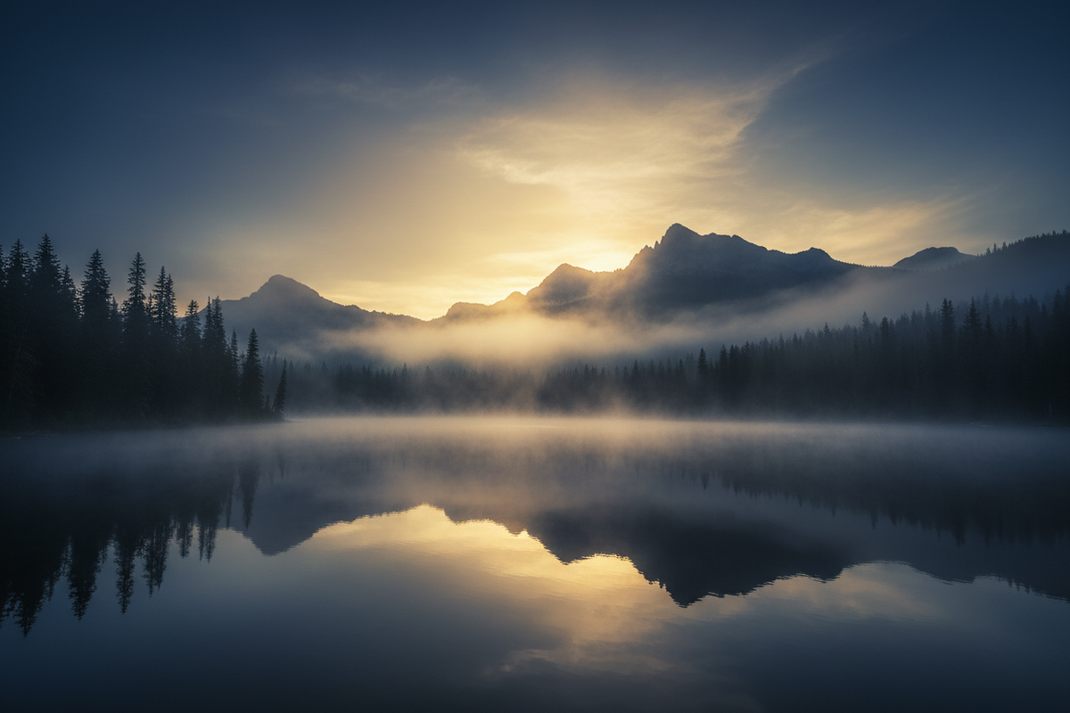 Moody Mountain Lake at Sunrise