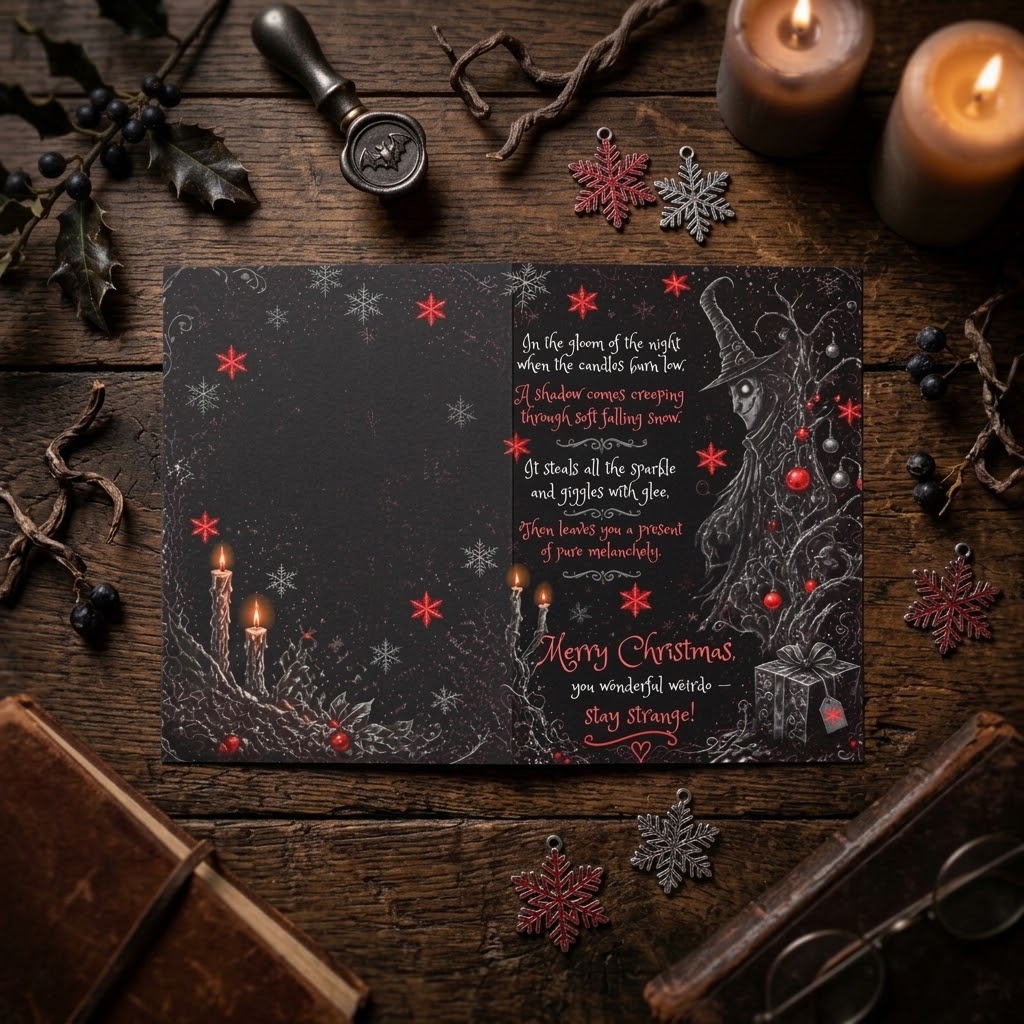 Christmas Greeting Card — 'Merry Christmas, Stay Strange' Witchy Holiday Card